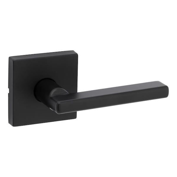 Halifax Lever with Square Rose Passage Door Lock with 6AL Latch and RCS Strike Matte Black Finish